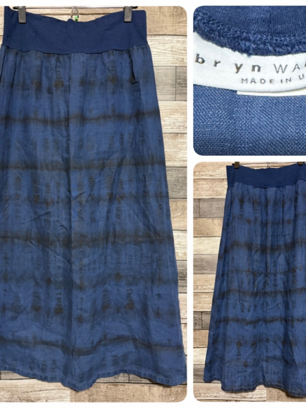 Bryn Walker 100% Linen Skirt Women’s S Blue A-Line Maxi Pull On USA Made
